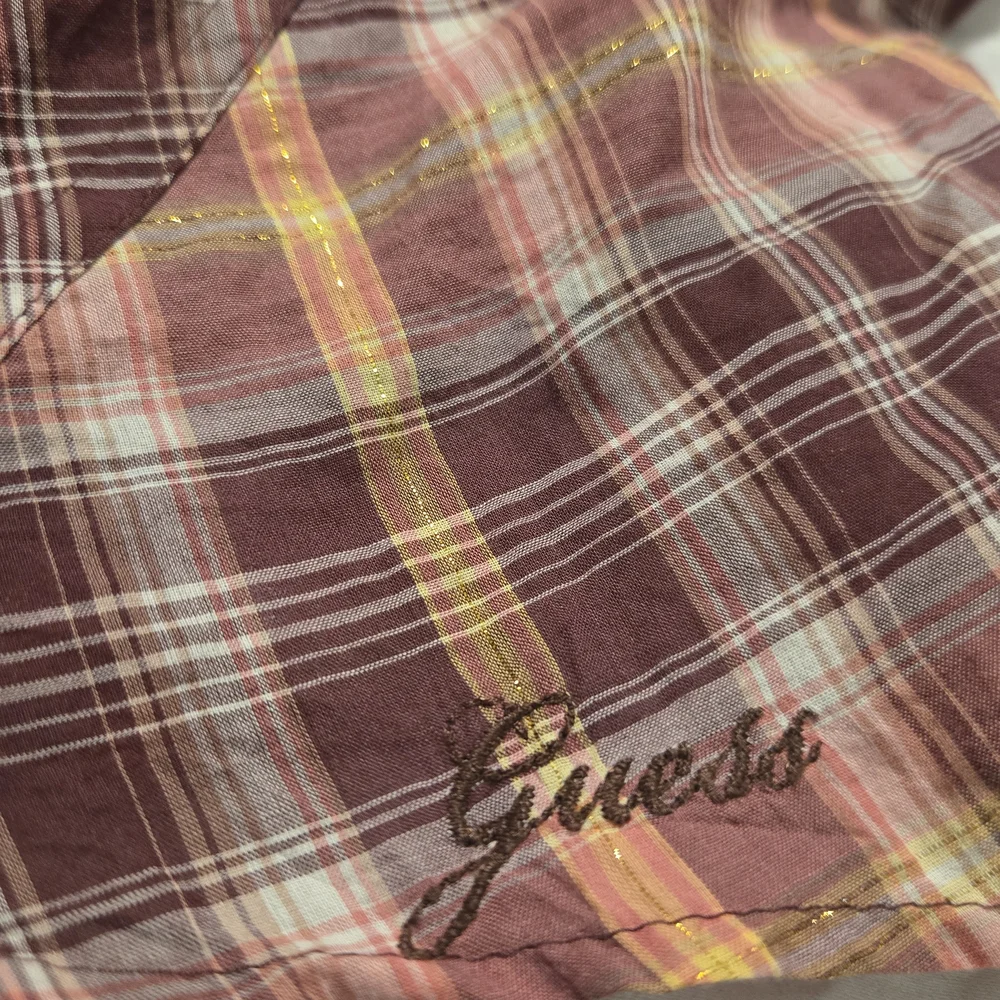 Guess Plaid V-Neck Button-down Shirt With Ruffles size XS. - Picture 12 of 12